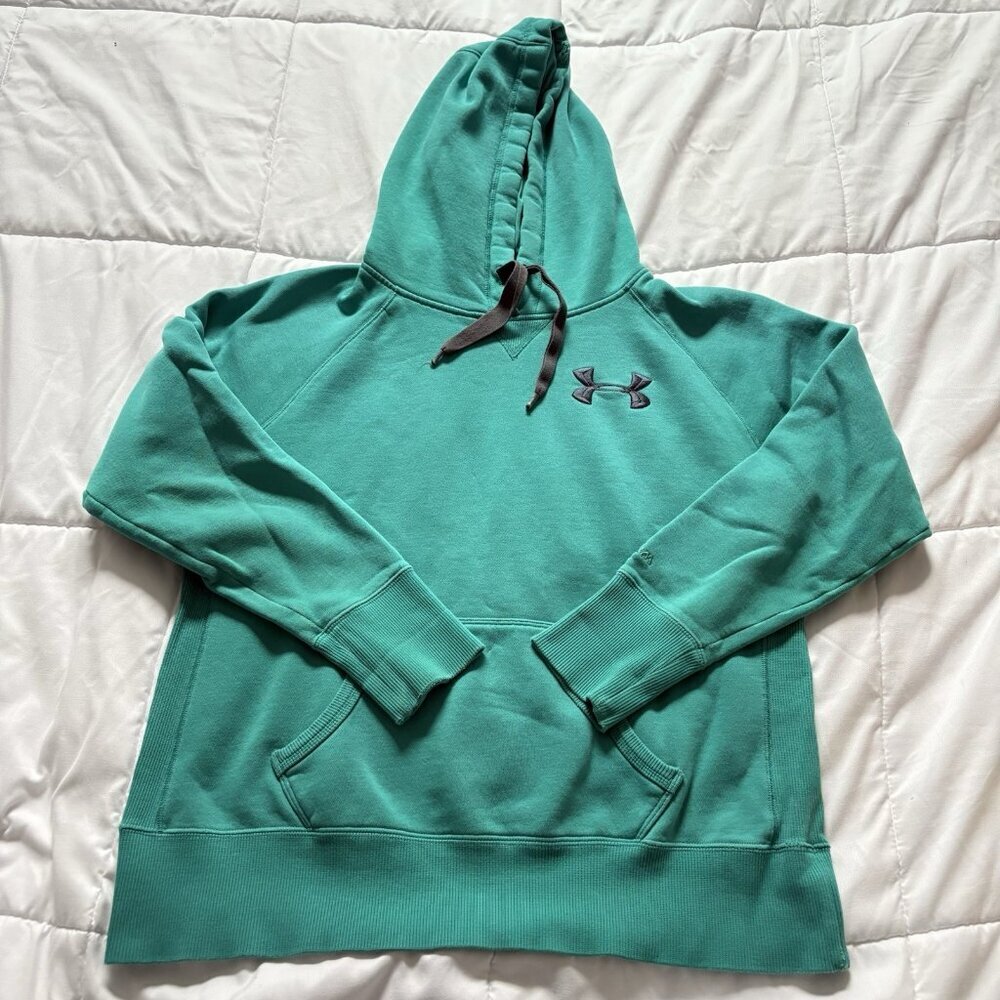 Under Armour Womens Size Medium Top Sweatshirt Hoodie‎ Green Drawstring Pockets
